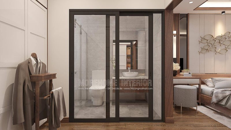 Thoạt nhìn kệ để quần áo như trên có vẻ sẽ mang lại sự bất tiện khi mất thời gian để kệ quần áo ra rồi để vào mỗi khi lấy quần áo trong tủ ra tuy nhiên nó lại hợp lý khi tủ trên lại là tủ để lưu trữ chỉ khi cần bạn mới lấy ra đôi ba lần, còn thiết kế tủ quần áo lại nằm ở phía đối diện cửa trượt giúp bạn rất tiện khi tìm quần áo.