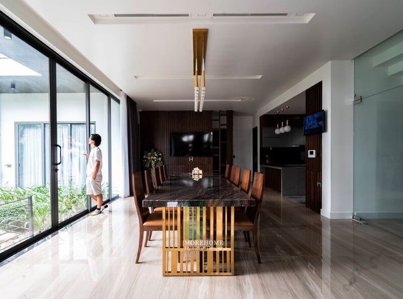 Công trình hình ảnh thi công nội thất phòng ăn, bàn ăn hiện đại đẹp tại căn biệt thự hiện đại tại Hà Tĩnh.