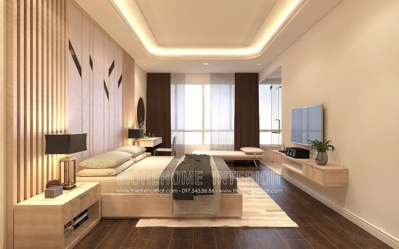 Thiết kế giường ngủ đẹp hiện đại cho nhà phố cao cấp